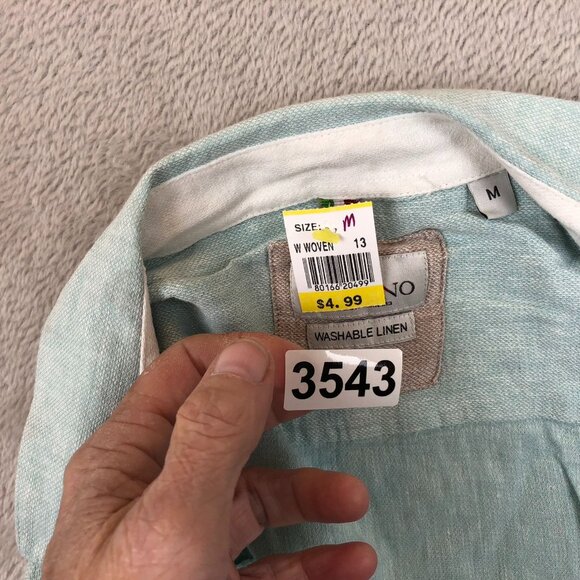 Bruno Positano Mens Button Up Shirt Medium Light Blue Short Sleeve Linen Blend - Picture 12 of 13